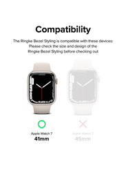 Ringke Bezel Styling Compatible with Apple Watch 7 41mm Stainless Steel Adhesive Frame Ring Cover Anti Scratch Protection for Apple Watch7 41mm - Silver (41-09)